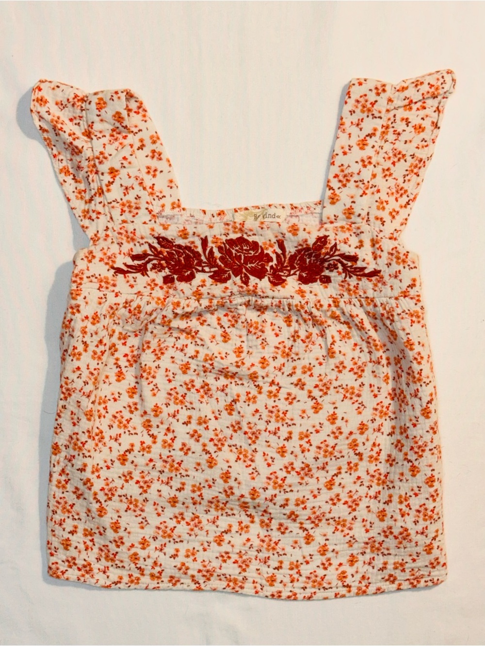 Rewind Cream Tank Top with Orange Floral Print